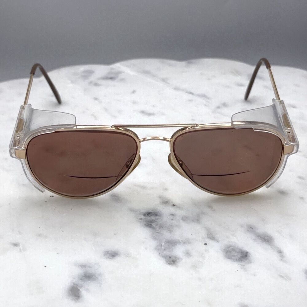 Vintage AO Safety EX 747 American Optical Z87-2 Gold Sunglasses Frames Only 145